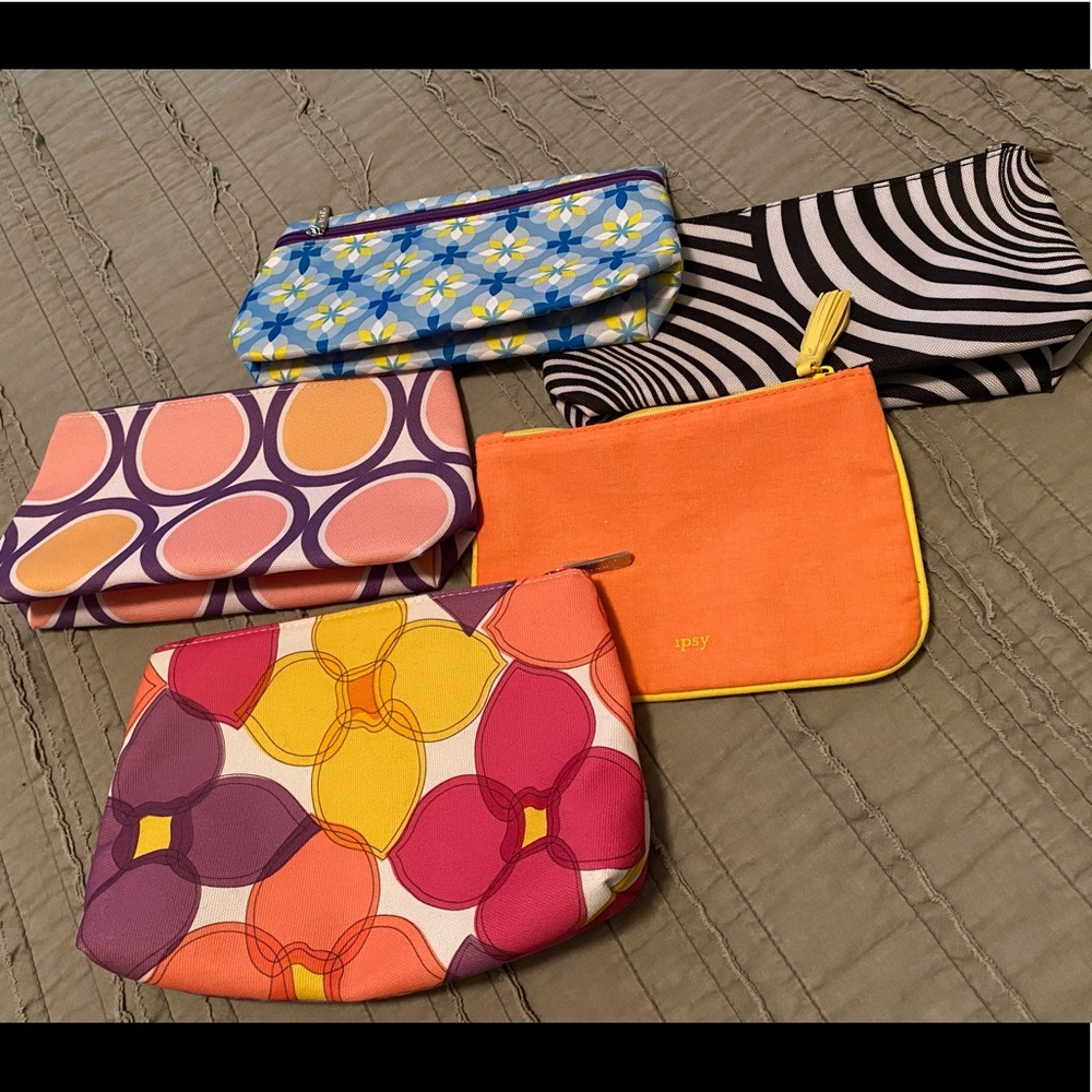 Lots of 5 Clinique and Ipsy Cosmetic Bags